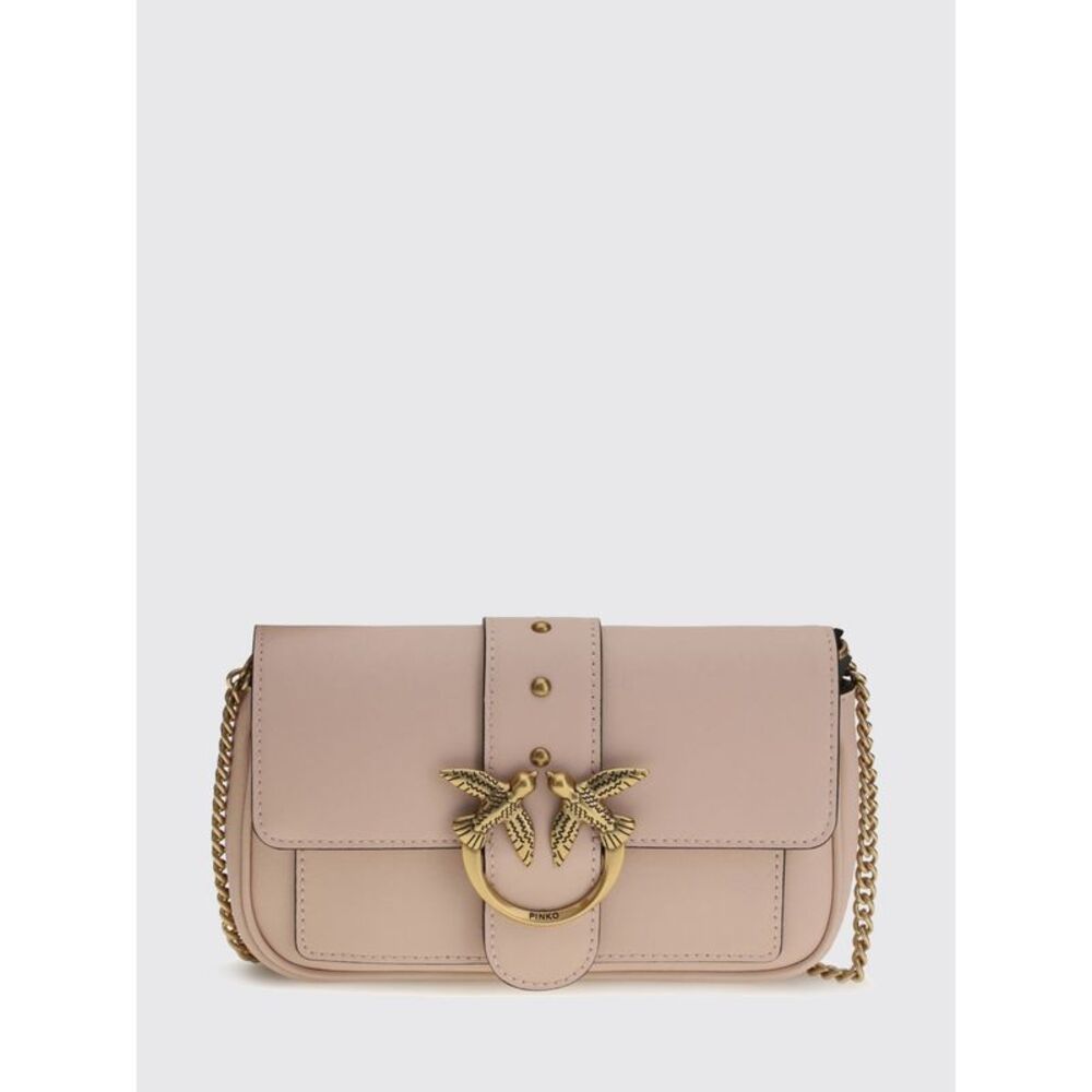 Pinko Women Love Bag One Mini Leather Crossbody Bag Pinko With Love Birds Logo